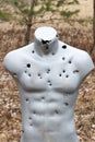 Target practicing with gun In the shooting range. Target for shooting. Outdoor. Royalty Free Stock Photo
