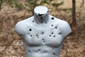 Target practicing with gun In the shooting range. Target for shooting. Outdoor. Royalty Free Stock Photo