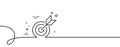 Target purpose line icon. Stratery goal sign. Core value. Continuous line with curl. Vector Royalty Free Stock Photo