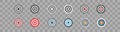 Target set line and flat icon. Archery aim dartboard collection. Targets different. Vector icons isolated on transparent