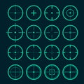 Target set. Sight symbol black colored. Set of 16 sight. Target aim and aiming to bullseye signs symbol. Vector Royalty Free Stock Photo