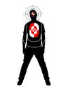 Target for shooting practice in man silhouette shape with marks on head and body Royalty Free Stock Photo