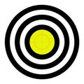 Target for shooting. on white background. black and white with yellow center Royalty Free Stock Photo