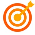 Target sign - orange shades transparent with dart, isolated - vector