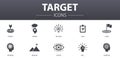 Target simple concept icons set