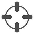 Target solid icon. Aim in focus, crosshair symbol, glyph style pictogram on white background. Warfare sign for mobile