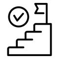 Target stairs icon outline vector. Boost idea report