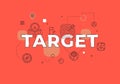 Target text concept modern flat style vector illustration red banner with outline icons