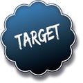 TARGET text written on blue round label badge.