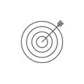 Target thin line icon, bullseye outline vector logo illustration