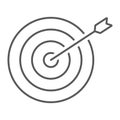 Target thin line icon, business and dartboard, success sign, vector graphics, a linear pattern on a white background Royalty Free Stock Photo