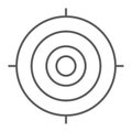 Target thin line icon, focus and goal, aim sign, vector graphics, a linear pattern on a white background.