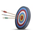 Target with three arrows in bullseye realistic vector business ambition efficiency management