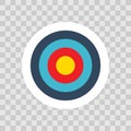 Target on transparent background. Dartboard goal vector color icon in flat