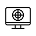 The target in the TV icon is the vector. Isolated contour symbol illustration