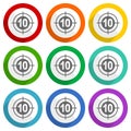 Target vector icons, set of colorful flat design buttons for webdesign and mobile applications Royalty Free Stock Photo
