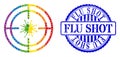 Distress Flu Shot Stamp and Rainbow Target Virus Mosaic Icon of Circles