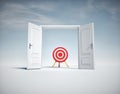 Target visible through an open door, direct aim Royalty Free Stock Photo
