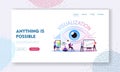 Target Visualization for Wishes Come True Landing Page Template. Characters Follow their Dreams. Optimistic Thinking