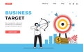 Target web page. Business strategy landing page with office workers team, focus, communication and success concept