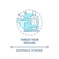 Target your posture turquoise concept icon