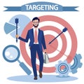 Targeted advertising, business. Flat style Cartoon raster Royalty Free Stock Photo