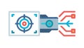 Targeted Data Flow Icon: Precision, Analytics Tech Strategy, vector design Generative AI Royalty Free Stock Photo
