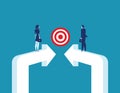 Targeted Together. Business partnership and target. Concept business vector illustration Royalty Free Stock Photo