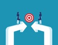Targeted Together. Business partnership and target. Concept business vector illustration Royalty Free Stock Photo