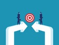Targeted Together. Business partnership and target. Concept business vector illustration Royalty Free Stock Photo