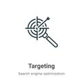 Targeting outline vector icon. Thin line black targeting icon, flat vector simple element illustration from editable search engine Royalty Free Stock Photo