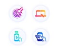 Targeting, Portable computer and Phone payment icons set. Education sign. Click, Notebook device, Mobile pay. Vector