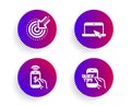 Targeting, Portable computer and Phone payment icons set. Education sign. Click, Notebook device, Mobile pay. Vector