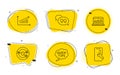 Targeting, Quick tips and Chart icons set. Web analytics, Quote bubble and Smartphone repair signs. Vector