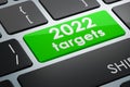 2022 targets button on keyboard, 3D rendering Royalty Free Stock Photo