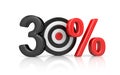 Targets form the number 100 percent. Accurate shot metaphors Royalty Free Stock Photo