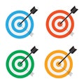 targets icon on white background. flat style. target concept icon for your web site design, logo, app, UI. the arrow hits the tar