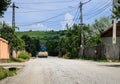 Targoviste, Romania - 2019. Large view on the road rollers working on the new road construction site