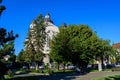 Targu Mures, Romania - 11 August 2021: Ascension Cathedral Catedrala Inaltarea Domnului in the center city, in Transylvania