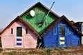 Colorful wooden houses at `Calin, file din povestile Malinei` Royalty Free Stock Photo