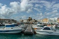 Tarifa,Spain - November 20,2018.Town at the southernmost point of continental Europe.View of harbor with fishing boats and yachts.