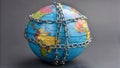 tariff barrierglobe wrapped in chains symbolizes tariff barrier concept Royalty Free Stock Photo