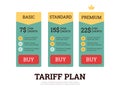 Tariff plan and product subscription price table design, vector illustration.