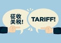 Tariff trade war between China and United States. Concept of crisis, argument or protectionism