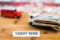 Tariff War shipping, trade and commerce concept with USA dollars loaded on truck bed Royalty Free Stock Photo