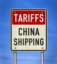 Tariffs China Shipping - information sign