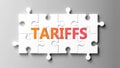 Tariffs complex like a puzzle - pictured as word tariffs on a puzzle pieces Royalty Free Stock Photo