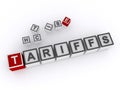 tariffs word block on white