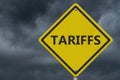 Tariffs yellow warning sign Royalty Free Stock Photo