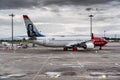 Tarmac at Dublin International Airport DUB, EIDW during Coronavirus lockdown with Norwegian Boeing 737 max stored on apron Royalty Free Stock Photo